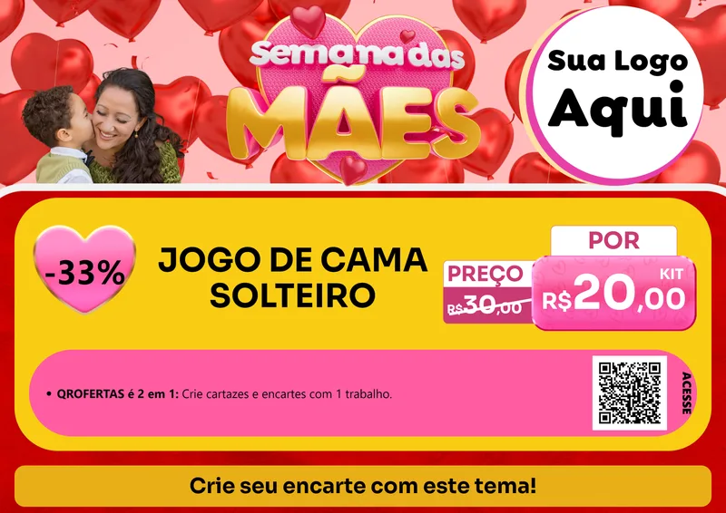 Modelo de Cartaz para Cartaz A4 Horizontal com o tema Semana Das Mães para Cama, Mesa e Banho