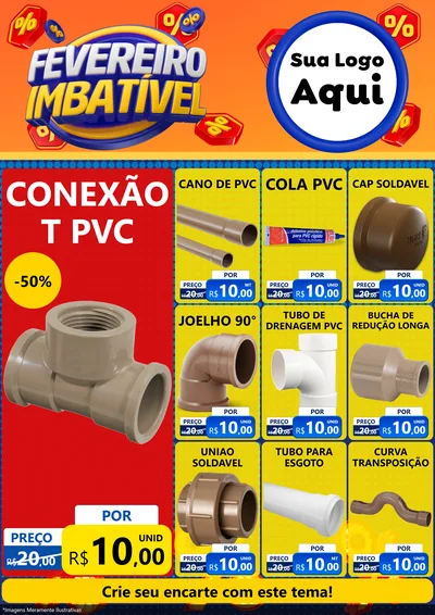 Modelo de Encarte para Encarte A4 Vertical com o tema Fevereiro Imbatível para Tubos e conexões