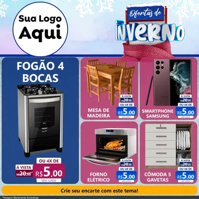 Modelo de Rede Social para Feed Facebook com o tema Ofertas de Inverno para Móveis e Eletro