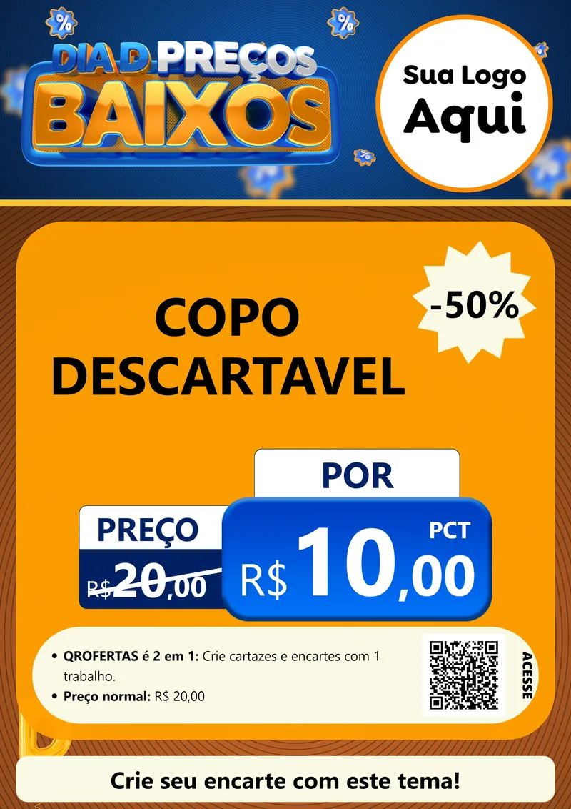 Modelo de Cartaz para Cartaz A4 Vertical com o tema Dia D Preço Baixo para Embalagens