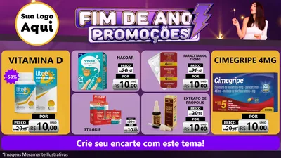 Modelo de TV para TV Horizontal com o tema Fim de Ano Promoções para Farmácia