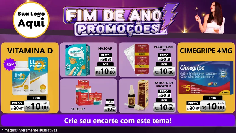 Modelo de TV para TV Horizontal com o tema Fim de Ano Promoções para Farmácia