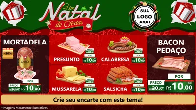 Modelo de TV para TV Horizontal com o tema Um Natal de Ofertas para Frios e Laticínios