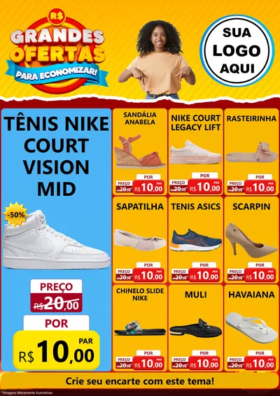 Modelo de Encarte para Encarte A4 Vertical com o tema Grandes Ofertas Para Economizar! para Calçados