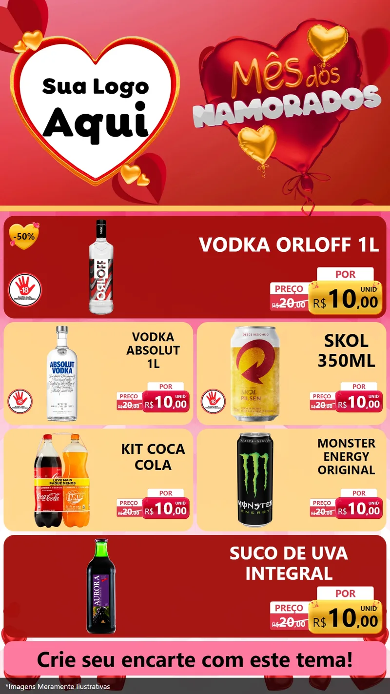 Modelo de TV para TV Vertical com o tema Mês dos Namorados para Distribuidora de bebidas