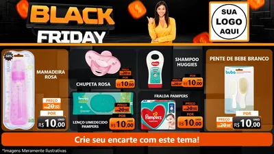 Modelo de TV para TV Horizontal com o tema Black Friday para Bebês