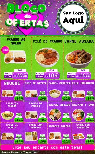 Modelo de Encarte para Encarte Grande com o tema Bloco de Ofertas para Restaurante
