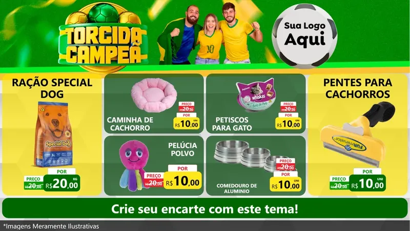 Modelo de TV para TV Horizontal com o tema Torcida Campeã - Copa para Pet Shop