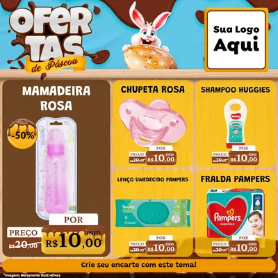 Modelo de Rede Social para Feed Facebook com o tema Ofertas de Páscoa para Bebês