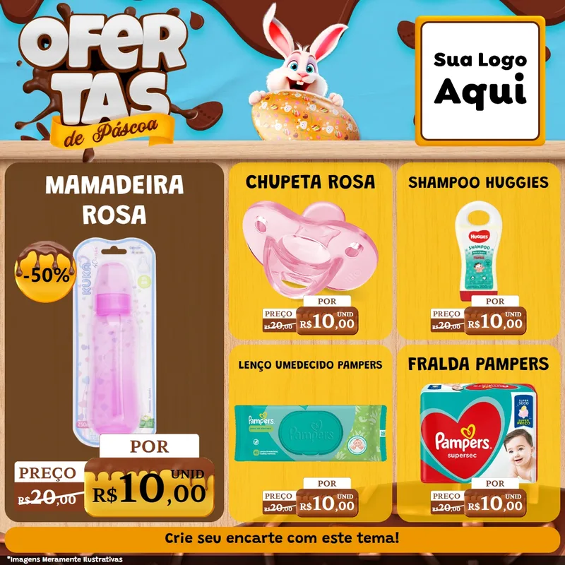 Modelo de Rede Social para Feed Facebook com o tema Ofertas de Páscoa para Bebês