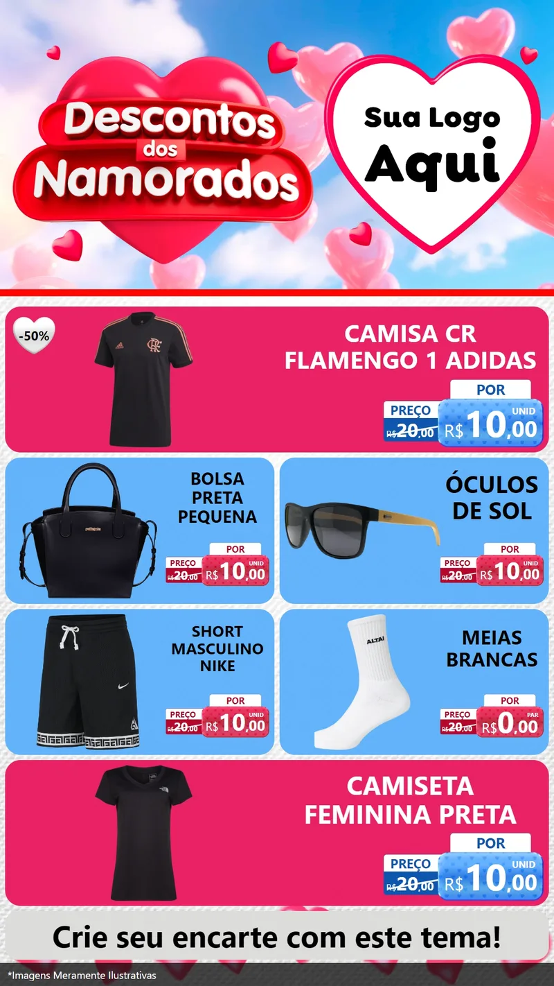 Modelo de TV para TV Vertical com o tema Descontos dos Namorados para Roupas e acessórios
