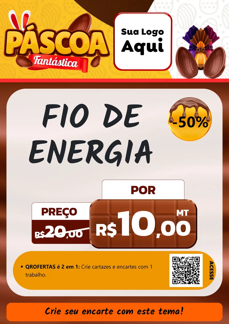 Modelo de Cartaz para Cartaz A4 Vertical com o tema Páscoa Fantástica para Materiais Elétricos