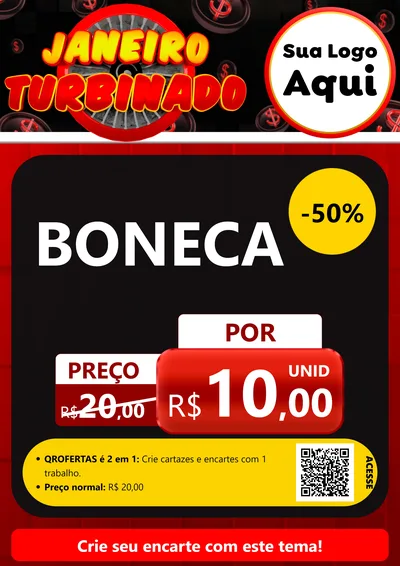 Modelo de Cartaz para Cartaz A4 Vertical com o tema Janeiro Turbinado para Brinquedos
