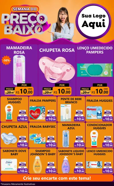 Modelo de Encarte para Encarte Grande com o tema Semana do Preço Baixo para Bebês