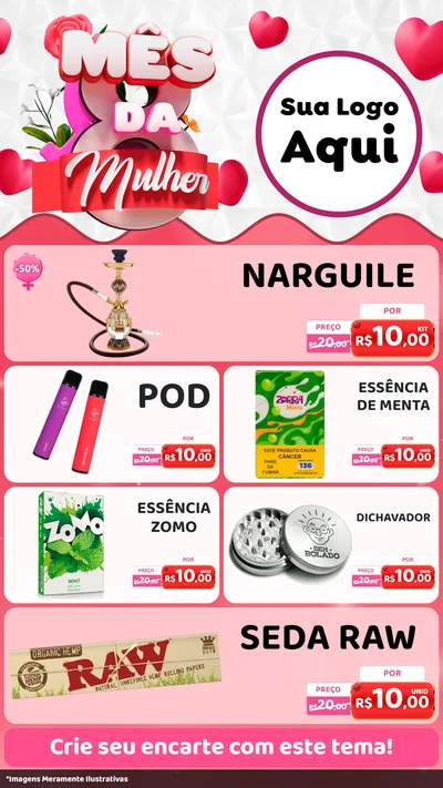 Modelo de TV para TV Vertical com o tema Mês da Mulher para Tabacaria