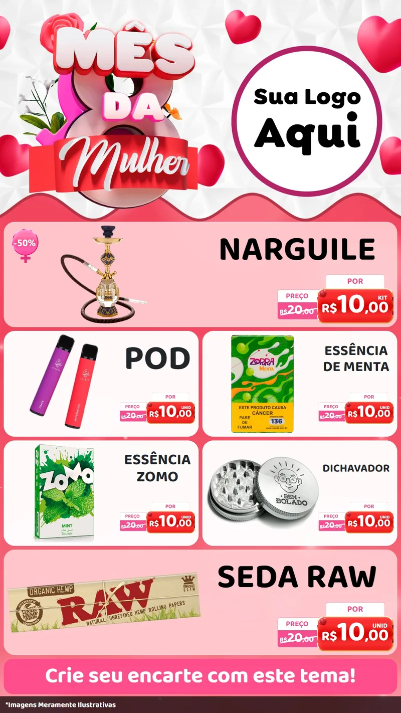 Modelo de TV para TV Vertical com o tema Mês da Mulher para Tabacaria