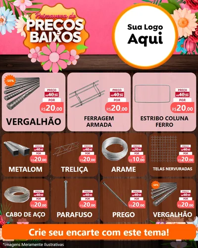 Modelo de Rede Social para Feed Instagram com o tema Primavera de Preços Baixos para Ferragens