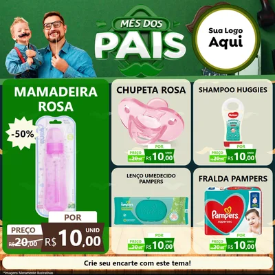 Modelo de Rede Social para Feed Facebook com o tema Mês dos Pais para Bebês