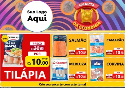 Modelo de Encarte para Encarte A4 Horizontal com o tema Quarta da Economia para Peixaria