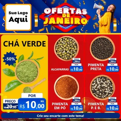 Modelo de Rede Social para Feed Facebook com o tema Ofertas de Janeiro para Produtos Naturais