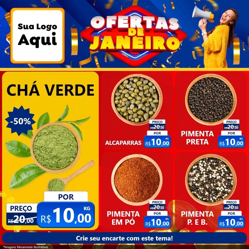 Modelo de Rede Social para Feed Facebook com o tema Ofertas de Janeiro para Produtos Naturais