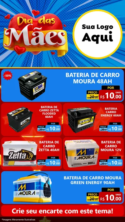 Modelo de TV para TV Vertical com o tema Dia das Mães para Baterias Elétricas