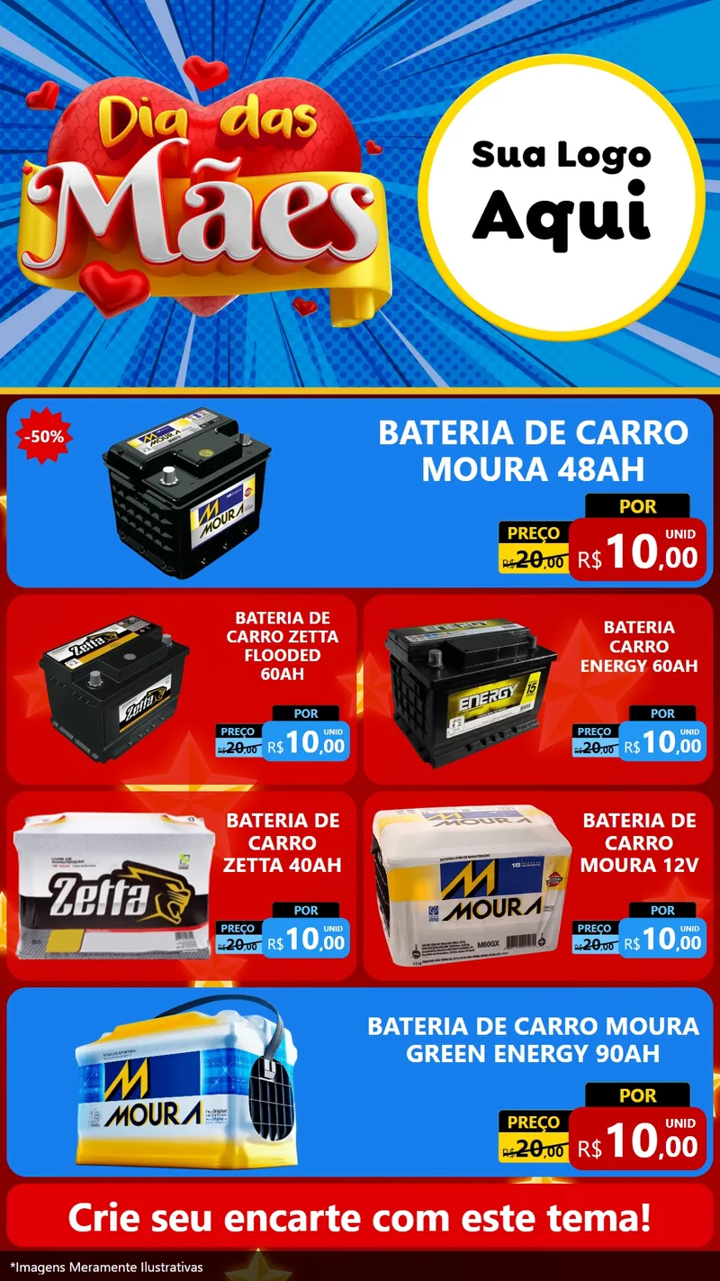 Modelo de TV para TV Vertical com o tema Dia das Mães para Baterias Elétricas