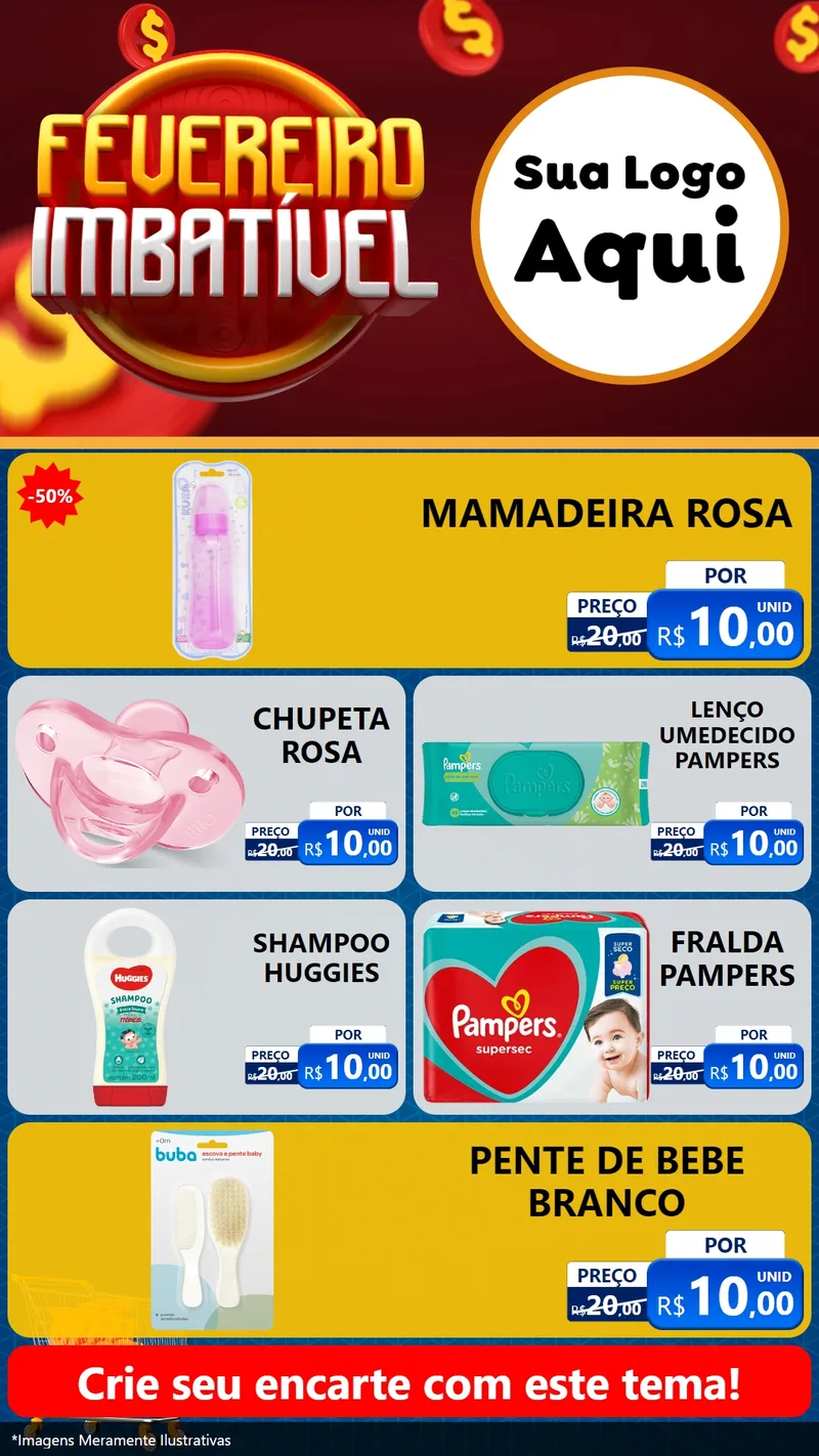 Modelo de TV para TV Vertical com o tema Fevereiro Imbatível para Bebês