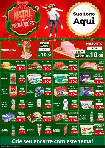 Modelo de Encarte para Encarte A4 Vertical com o tema Natal de Promoções para Frios e Laticínios
