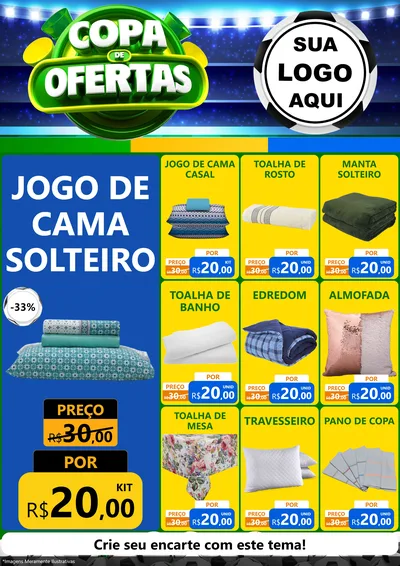 Modelo de Encarte para Encarte A4 Vertical com o tema Copa de Ofertas para Cama, Mesa e Banho