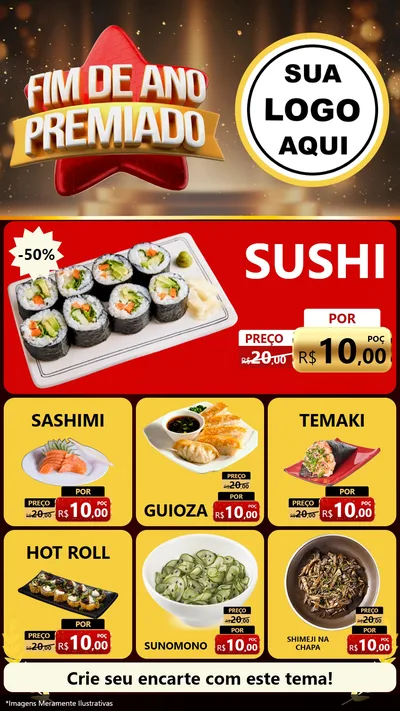 Modelo de Rede Social para Stories com o tema Fim de Ano Premiado para Comida japonesa