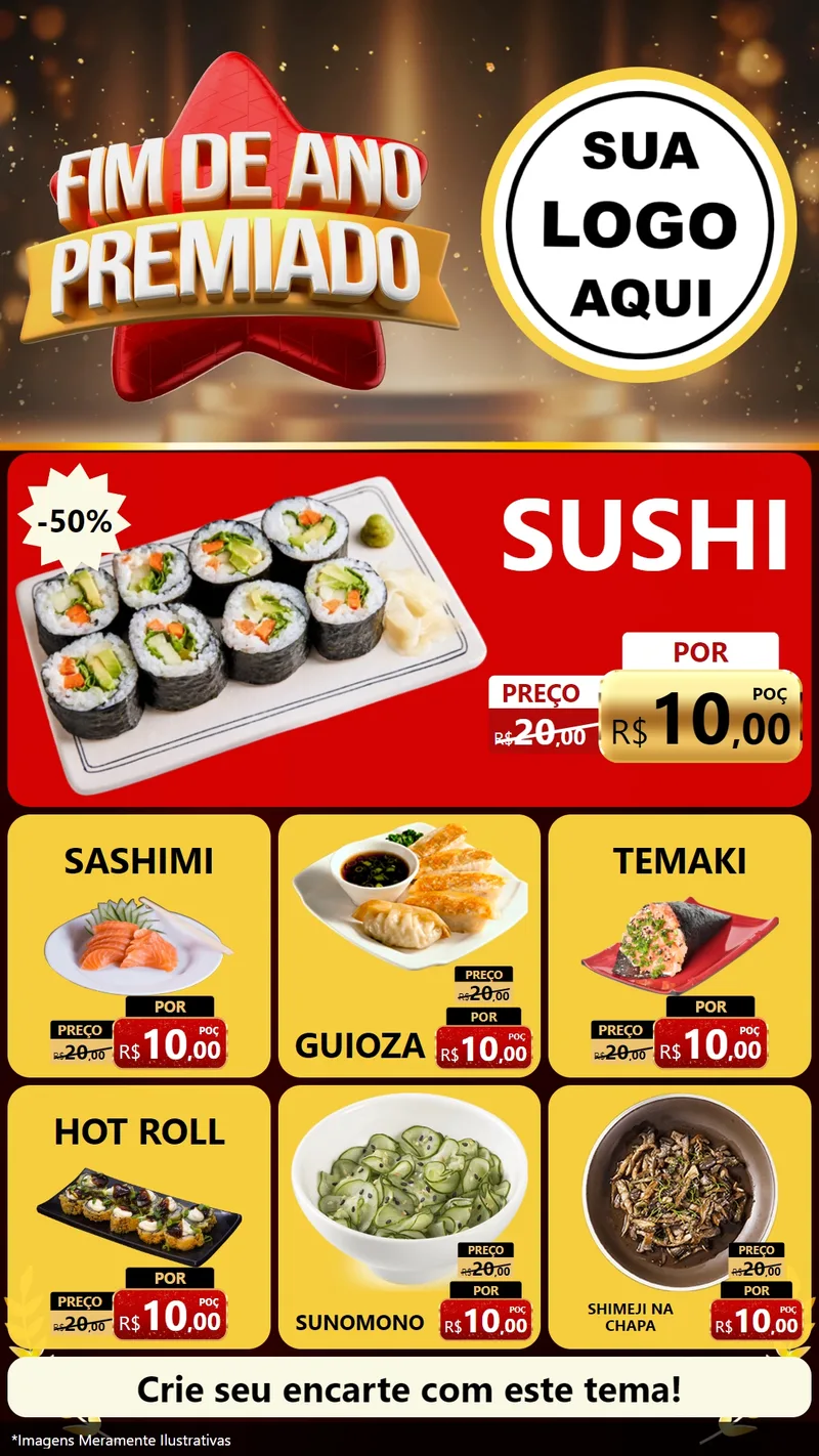 Modelo de Rede Social para Stories com o tema Fim de Ano Premiado para Comida japonesa