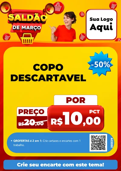 Modelo de Cartaz para Cartaz A4 Vertical com o tema Saldão de Março para Embalagens