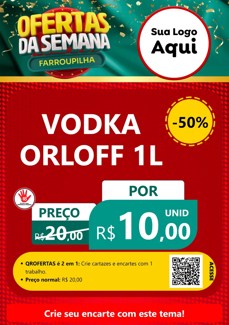 Modelo de Cartaz para Cartaz A4 Vertical com o tema Ofertas da Semana Farroupilha para Distribuidora de bebidas