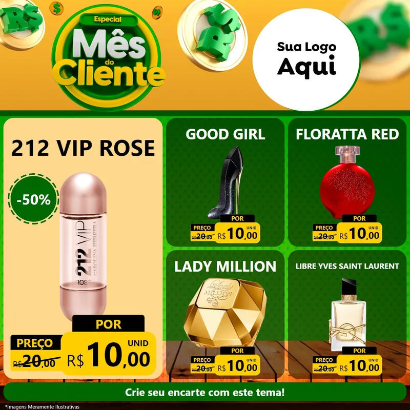 Modelo de Rede Social para Feed Facebook com o tema Especial Mês do Cliente para Perfumes
