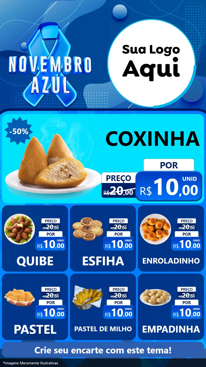 Modelo de Rede Social para Stories com o tema Novembro Azul para Salgadaria