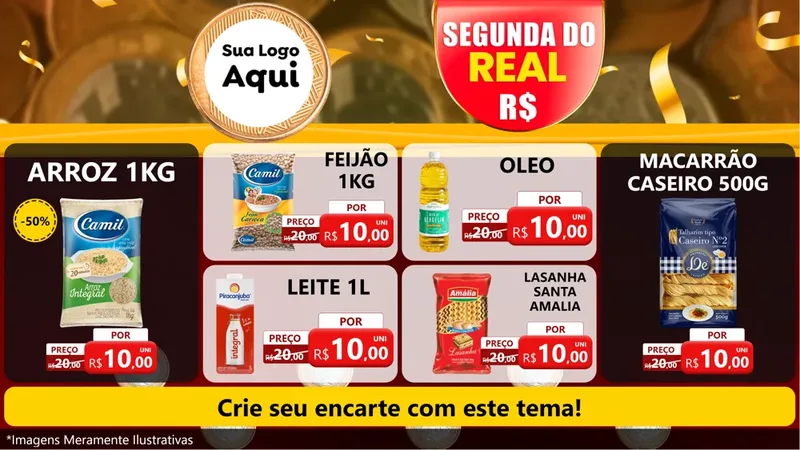 Modelo de TV para TV Horizontal com o tema Segunda do Real para Supermercado