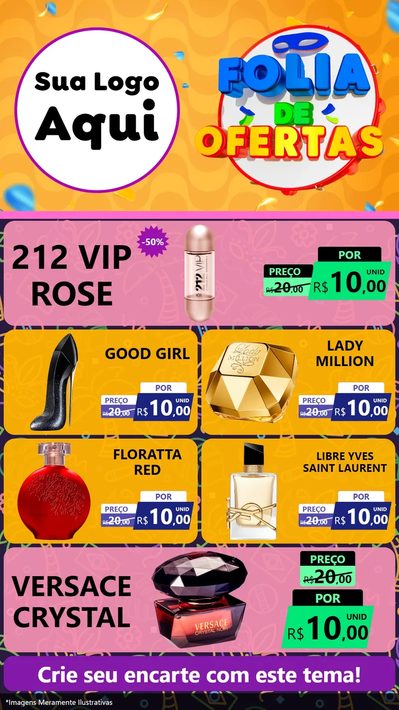 Modelo de TV para TV Vertical com o tema Folia de Ofertas para Perfumes