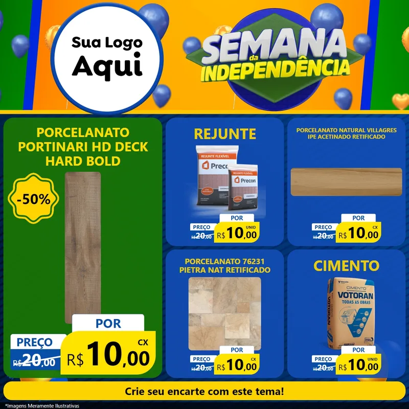 Modelo de Rede Social para Feed Facebook com o tema Semana da Independência para Pisos e revestimentos