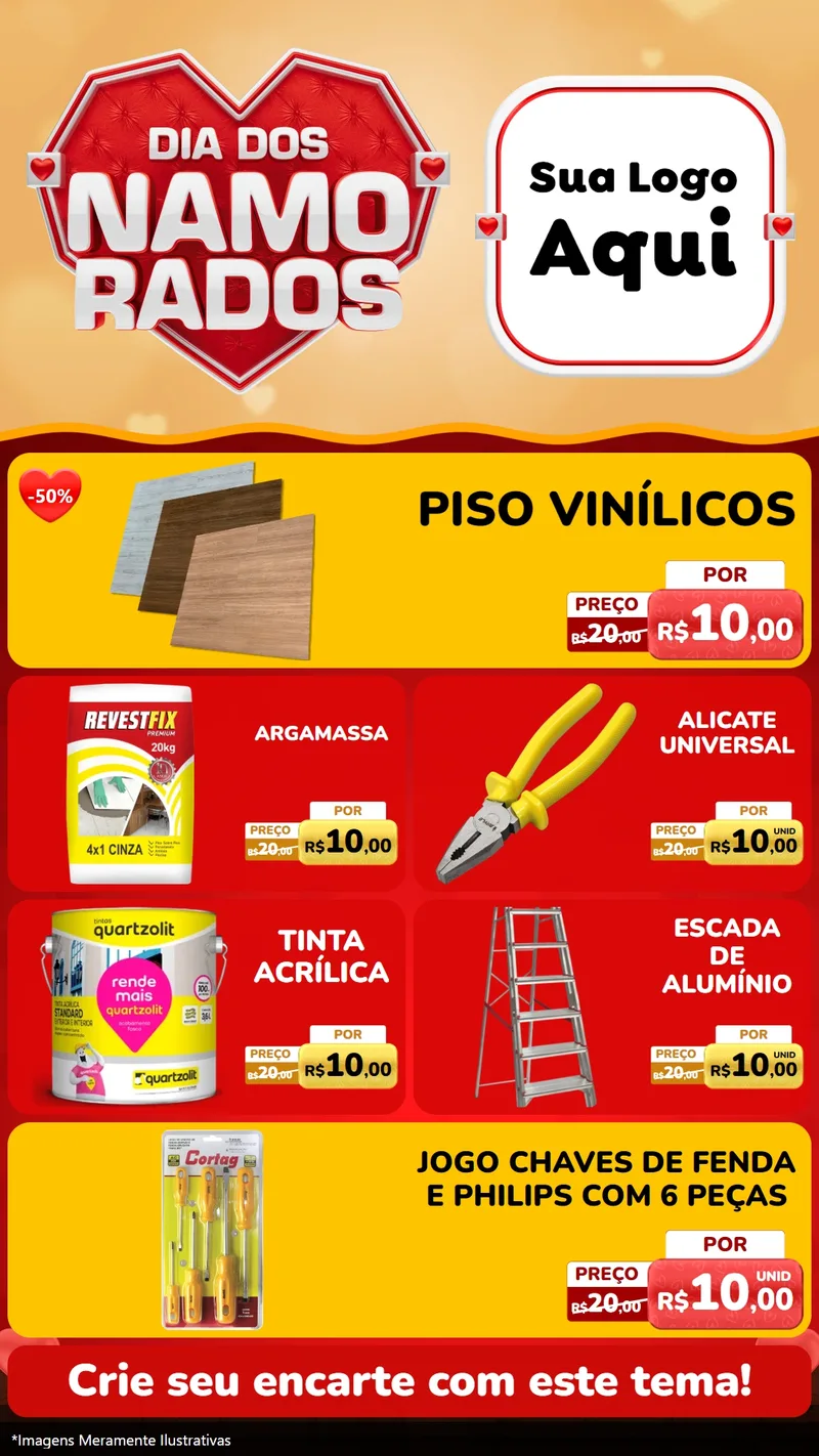Modelo de TV para TV Vertical com o tema Dia dos Namorados para Material para Construção