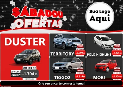 Modelo de Encarte para Encarte A4 Horizontal com o tema Sabadou de Ofertas para Concessionaria de Carros