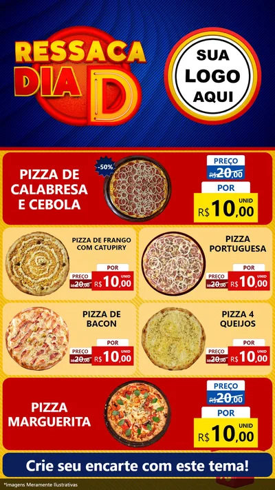 Modelo de TV para TV Vertical com o tema Ressaca Dia D para Pizzaria