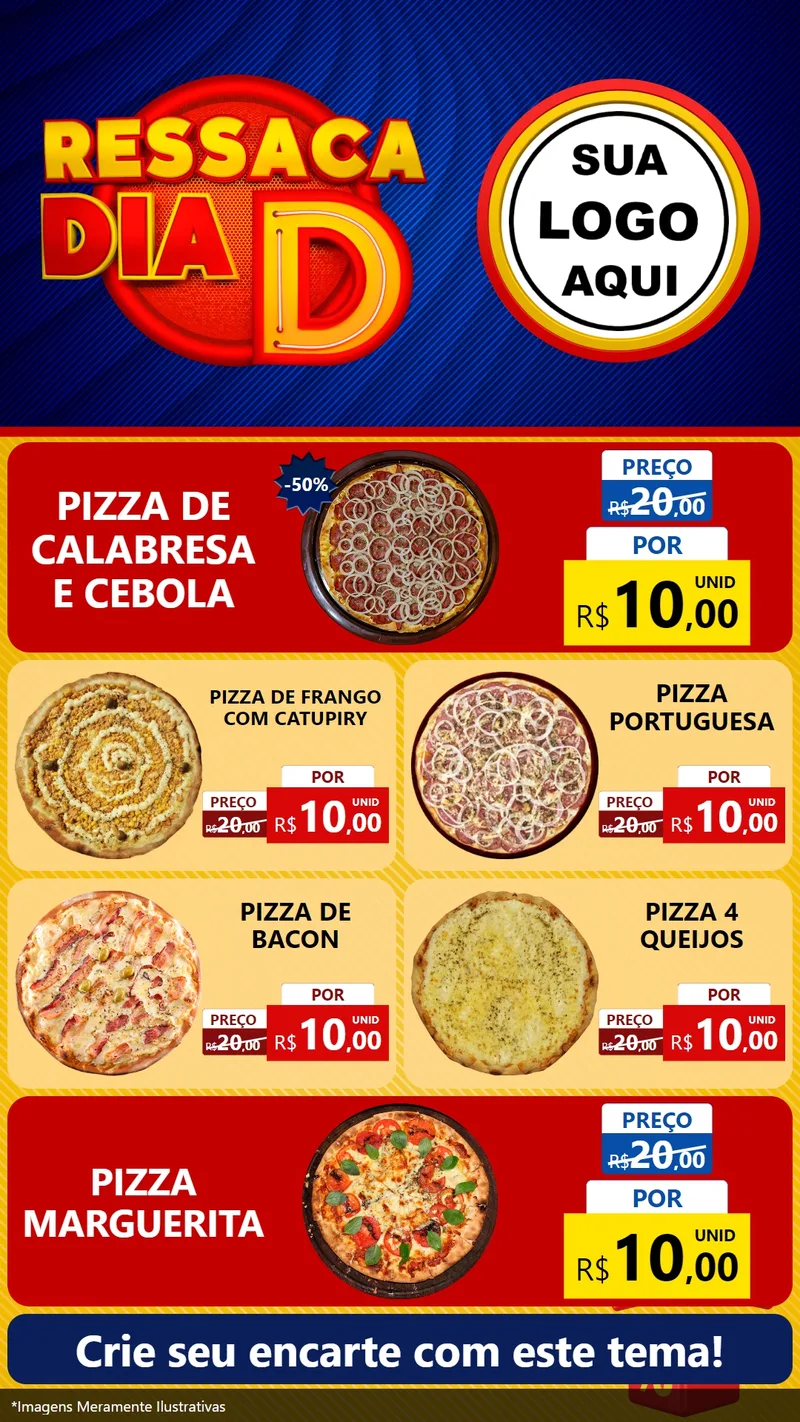 Modelo de TV para TV Vertical com o tema Ressaca Dia D para Pizzaria