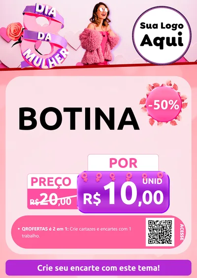 Modelo de Cartaz para Cartaz A4 Vertical com o tema Dia da Mulher para Agropecuária