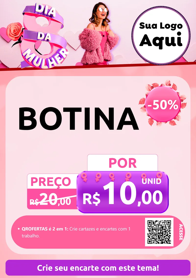 Modelo de Cartaz para Cartaz A4 Vertical com o tema Dia da Mulher para Agropecuária