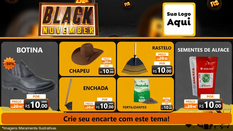 Modelo de TV para TV Horizontal com o tema Black November para Agropecuária