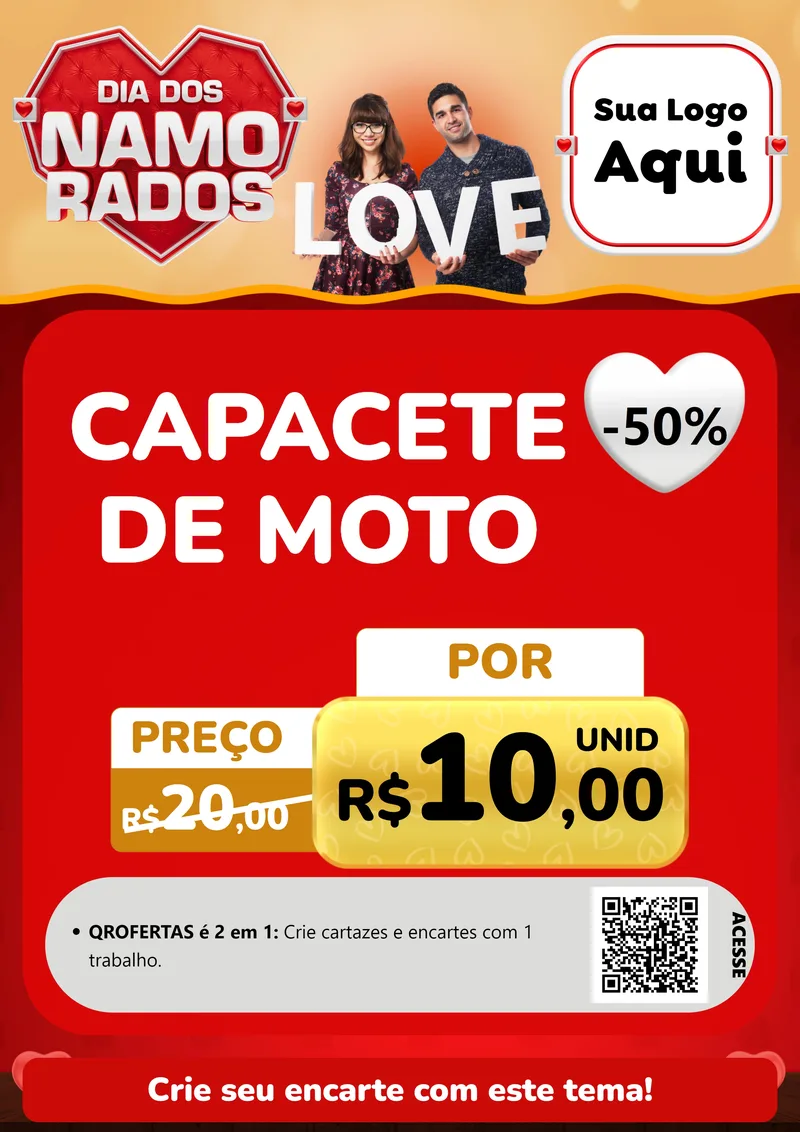 Modelo de Cartaz para Cartaz A4 Vertical com o tema Dia dos Namorados para Moto peças