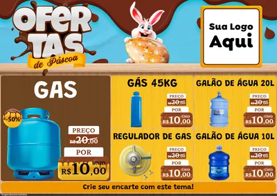 Modelo de Encarte para Encarte A4 Horizontal com o tema Ofertas de Páscoa para Água e gás