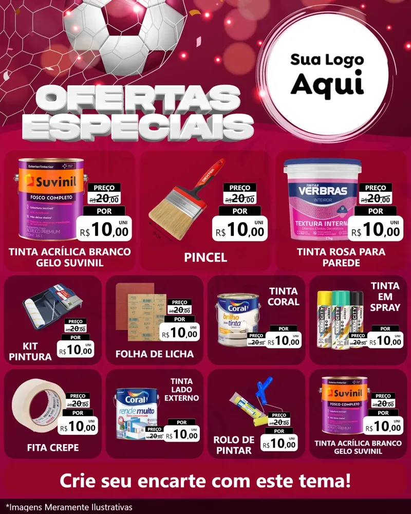 Modelo de Rede Social para Feed Instagram com o tema Ofertas Especiais - Futebol para Tintas e Ferramentas