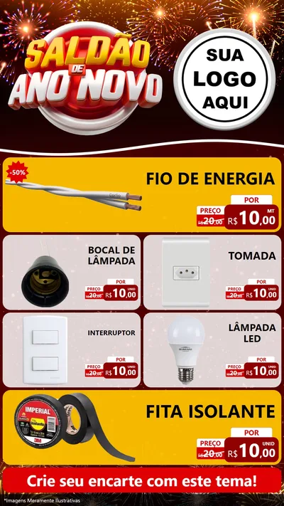 Modelo de TV para TV Vertical com o tema Saldão de Ano Novo para Materiais Elétricos